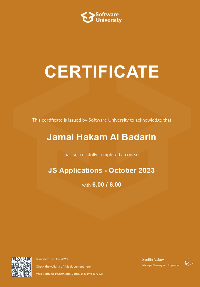 JS Applications certificate